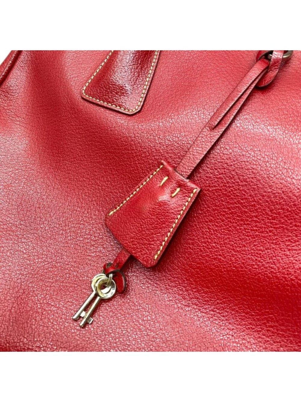 Prada Madras Cerniella Doctor's Leather Red Silver Lightweight Capacity - Picture 9 of 10